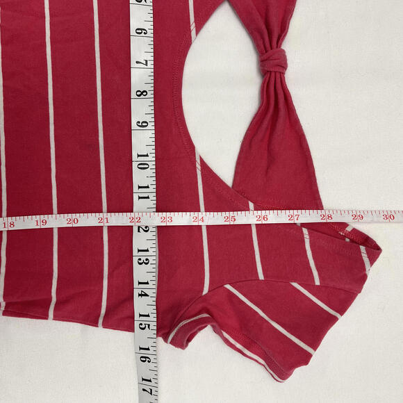 Y2K garage pink white striped bodycon mini dress with pink bow cutout back - Picture 7 of 7